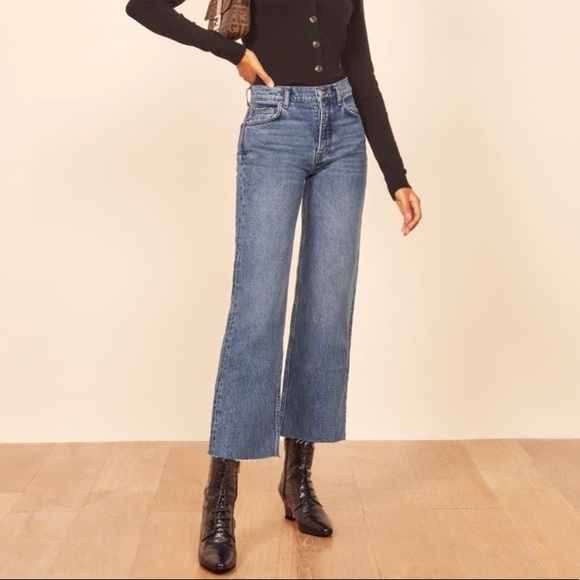 Reformation Denim - Reformation Fawcett Wide Leg Button Fly Jeans in Sydney Wash